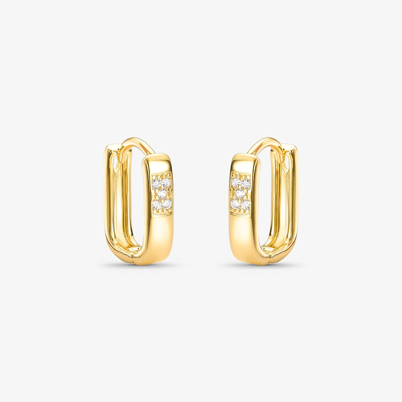 Brinco Argola Articulada com Zircônias Folheado a Ouro 18k