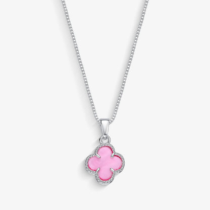 Colar Trevo Rosa