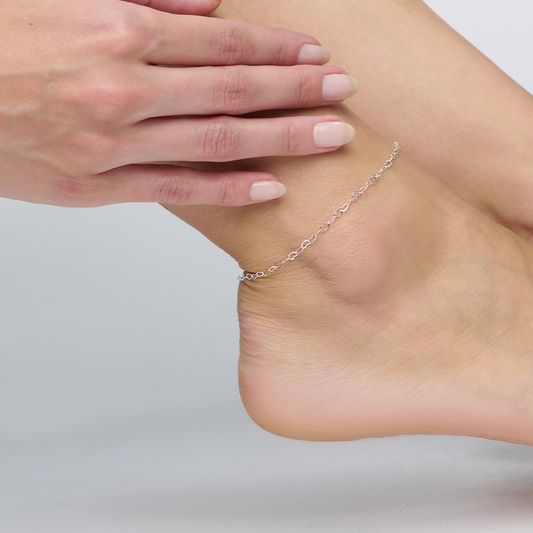 Tornozeleira Elo Coração pequeno Folheado a Prata