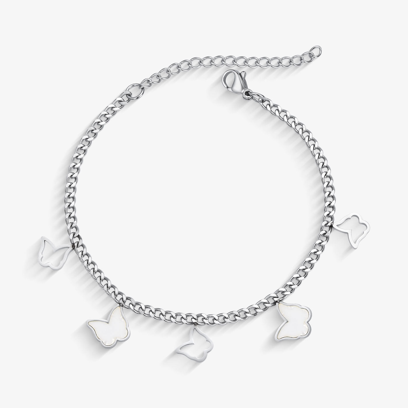 Pulseira Aço Borboleta Elo Grumet