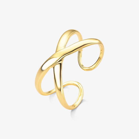 Anel Infinito Cruzado Folheado a Ouro 18k