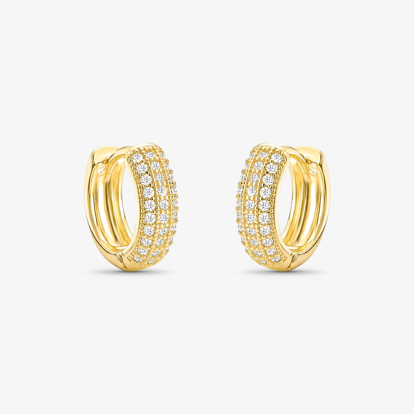 Brinco Mini Argola Borda Cravejada Folheado a Ouro 18k