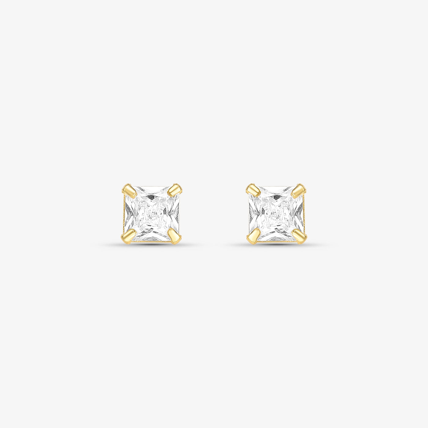 Brinco Quadrado Carre  5mm Folheado a Ouro 18k