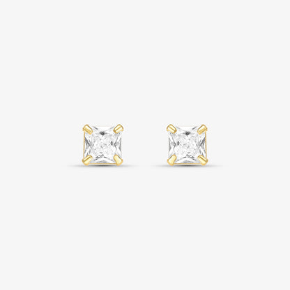 Brinco Quadrado Carre  5mm Folheado a Ouro 18k