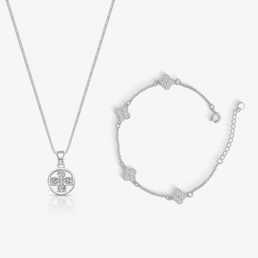 Conjunto Amuleto da Sorte Folheado a Prata