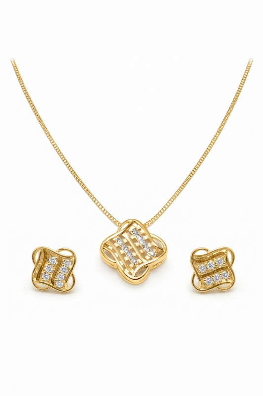 Conjunto Elos de Luz Folheado a Ouro 18k