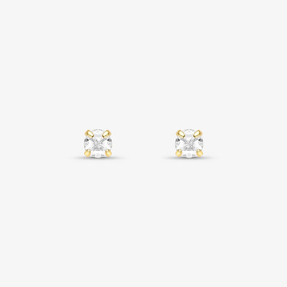 Brinco Zircônia Redonda 3mm Folheado a Ouro 18k