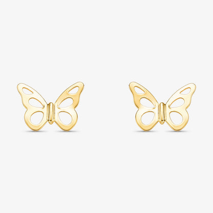 Brinco de Borboleta Lisa Vazada Folheado a Ouro 18k