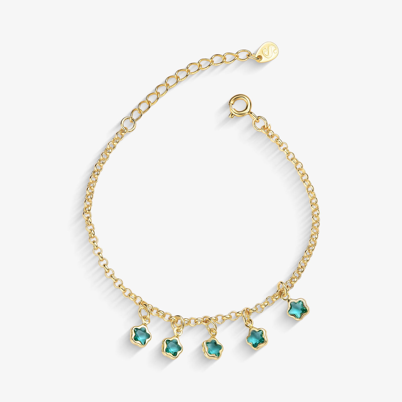 Pulseira Infantil Florzinha Verde Folheado a Ouro18k