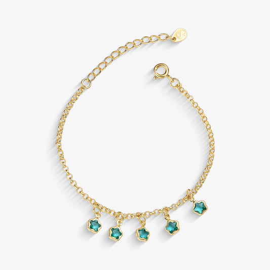 Pulseira Infantil Florzinha Verde Folheado a Ouro18k
