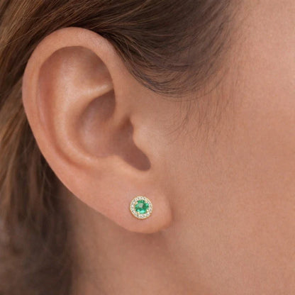 Brinco Halo Verde Água Folheado a Ouro18k