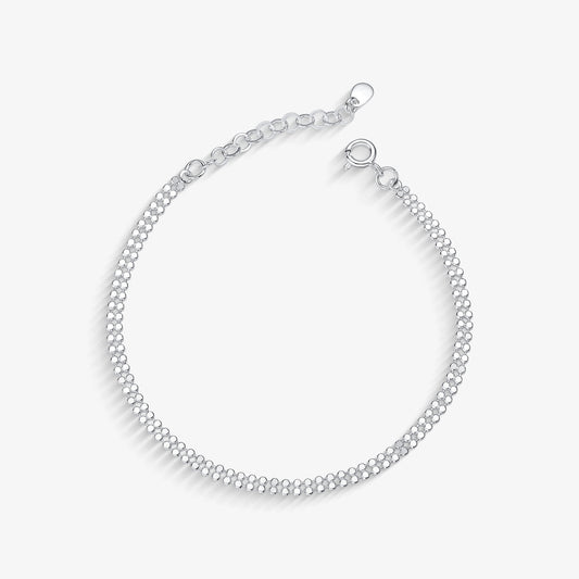 Pulseira Fileira Dupla de Bolinhas Achatadas