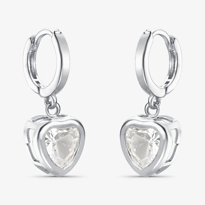 Brinco Argola Coração de Cristal Vazado