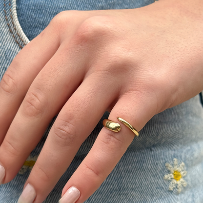 Anel Regulável Falange Duplo Orgânico Folheado a Ouro 18k