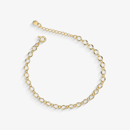 Pulseira Elo Português Texturizado Folheado a Ouro18k