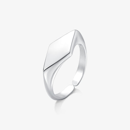 Anel Regulável Base Losango Folheado a Prata