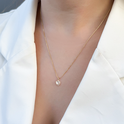 Colar Ponto de Luz Coração com Borda Folheado a Ouro18k