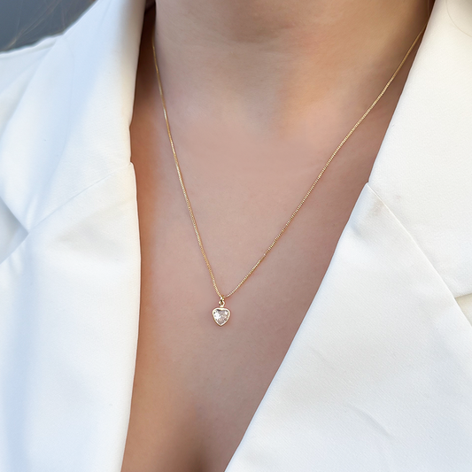 Colar Ponto de Luz Coração com Borda Folheado a Ouro18k