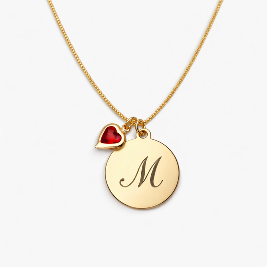 Colar Medalha Personalizado  com Pingente Coração  Folheado a Ouro 18K