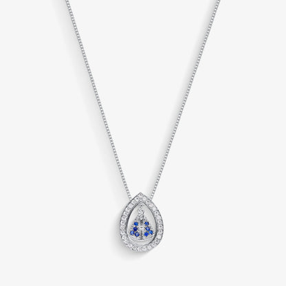 Colar Gota Nossa Senhora Manto Azul Cravejado Folheado a Prata