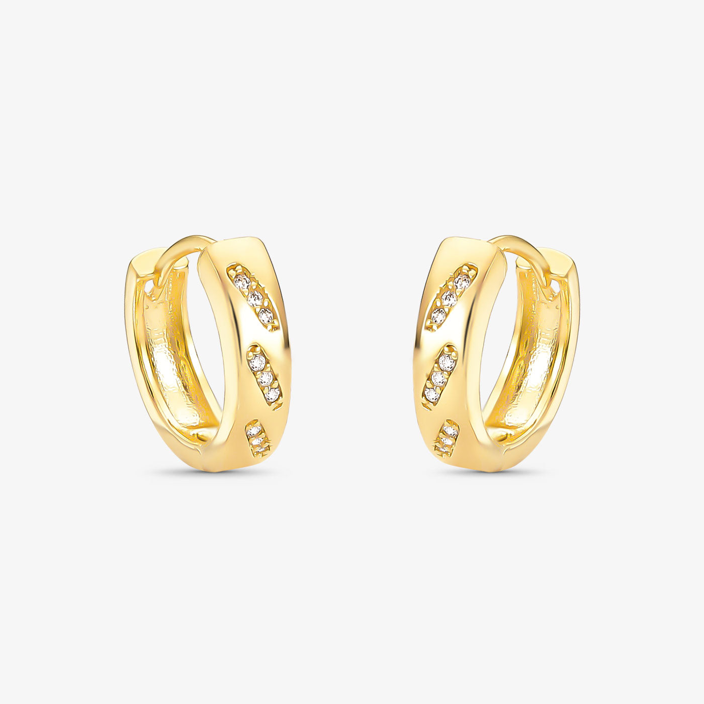 Brinco Mini  Argola Cravejada Folheado a Ouro18k