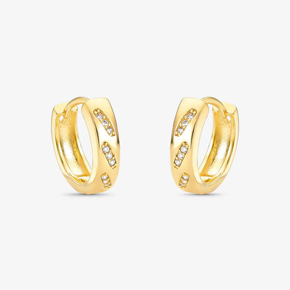 Brinco Mini  Argola Cravejada Folheado a Ouro18k
