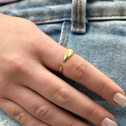Anel Regulável Gota Lisa Folheado a Ouro 18k