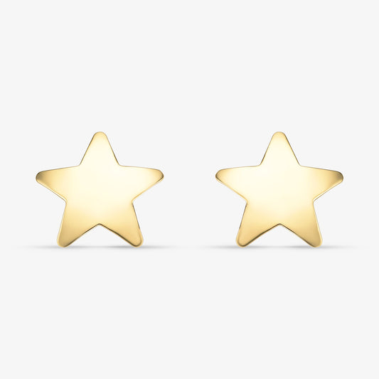 Brinco Estrela Lisa Folheado a Ouro 18k