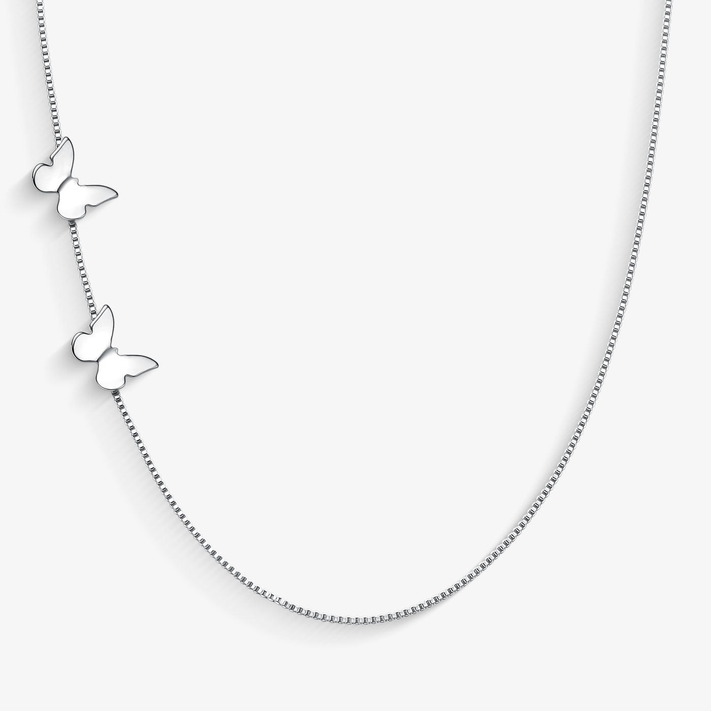 Colar Borboleta Lisa  Folheado a Prata