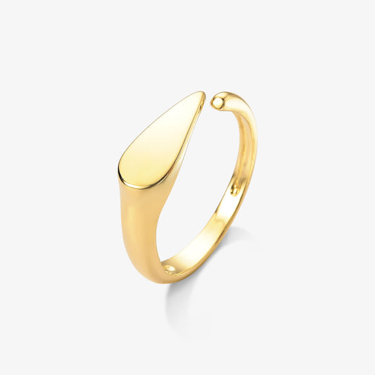 Anel Regulável Gota Lisa Folheado a Ouro 18k
