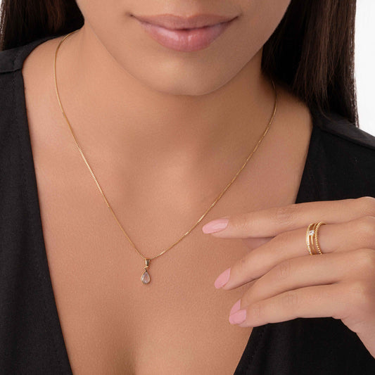 Colar Gota Ponto de Luz Folheado a Ouro 18k