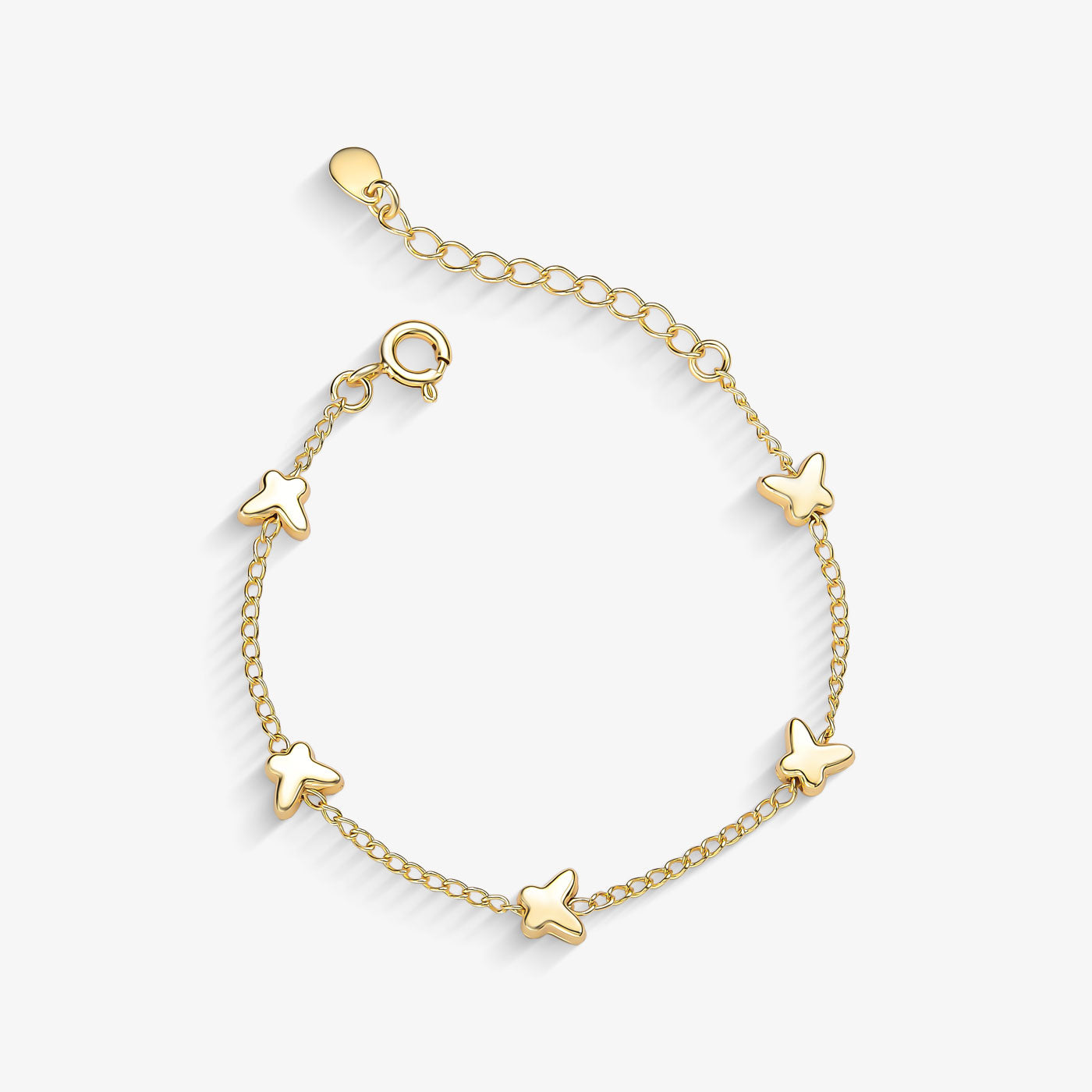 Pulseira Infantil Borboletas Lisa Folheado a Ouro18k