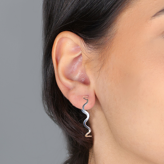 Brinco Argola Zigue-Zague 30mm Folheado a Prata