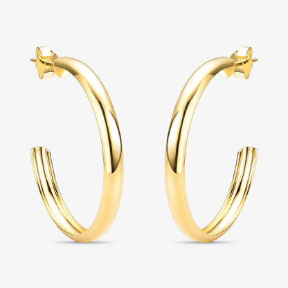 Brinco Argola Abaulado 40mm Folheado a Ouro 18k