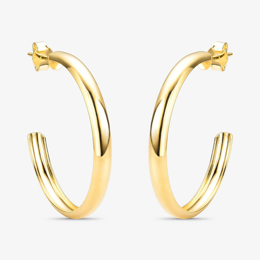 Brinco Argola Abaulado 40mm Folheado a Ouro 18k