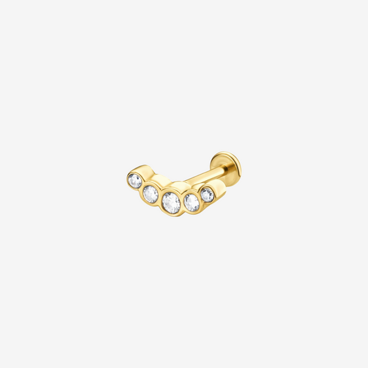 Piercing Labret Nuvem Cristal Folheado a Ouro 18k