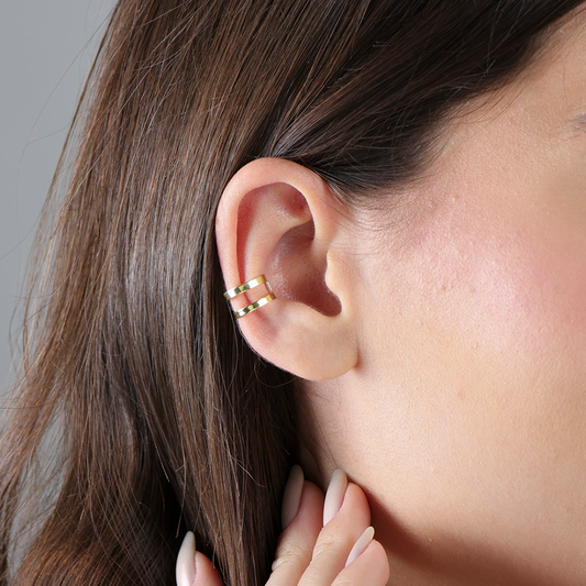 Piercing Fake Dois Aros Folheado a Ouro 18k