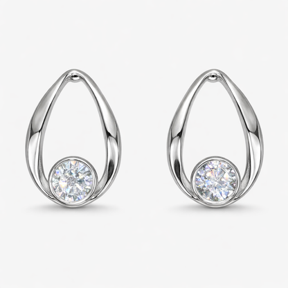 Brinco Ostra com Zircônia Redonda Folheado a Prata