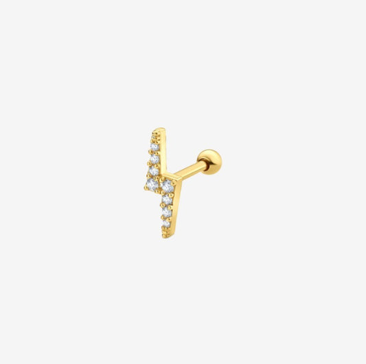 Piercing Helix Raio Cravejado Folheado a Ouro 18k