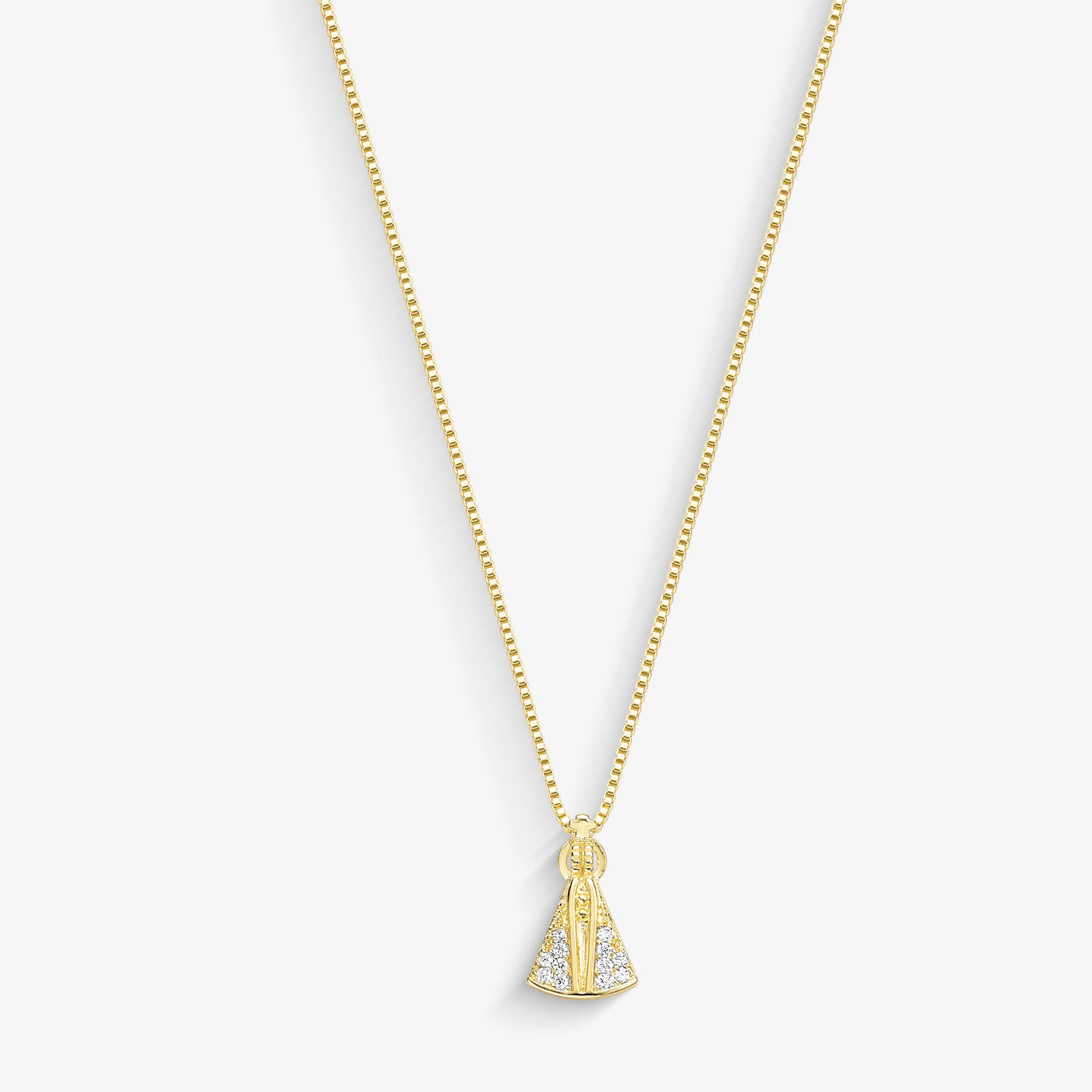 Colar Nossa Senhora com Manto Cravejado Folheado a Ouro18k