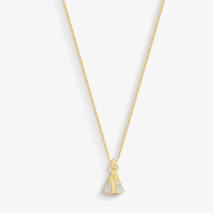 Colar Nossa Senhora com Manto Cravejado Folheado a Ouro18k