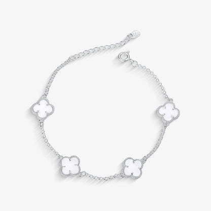 Pulseira Trevo Branco Folheado a Prata