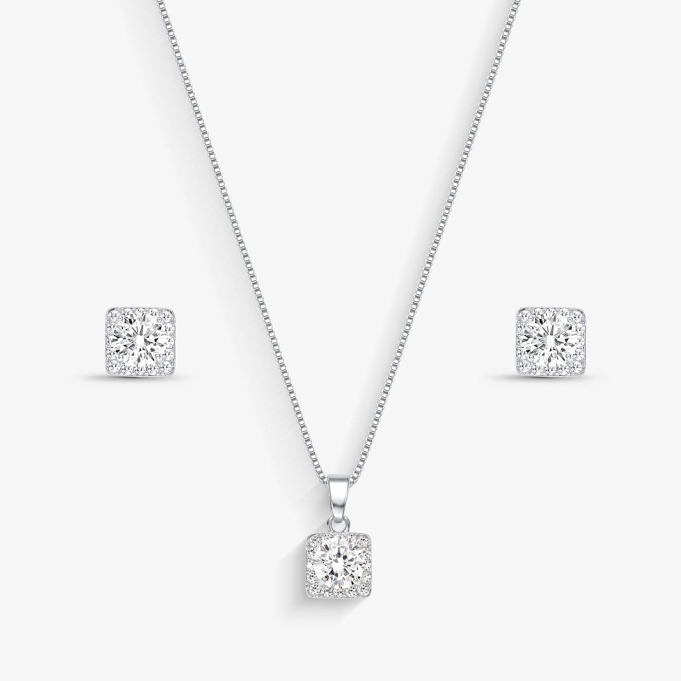 Conjunto Quadrado Cravejado com Zircônia ao meio