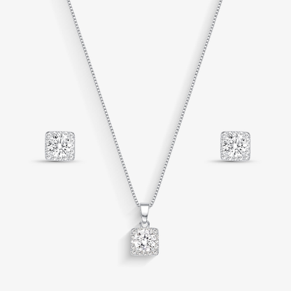 Conjunto Quadrado Cravejado com Zircônia ao meio