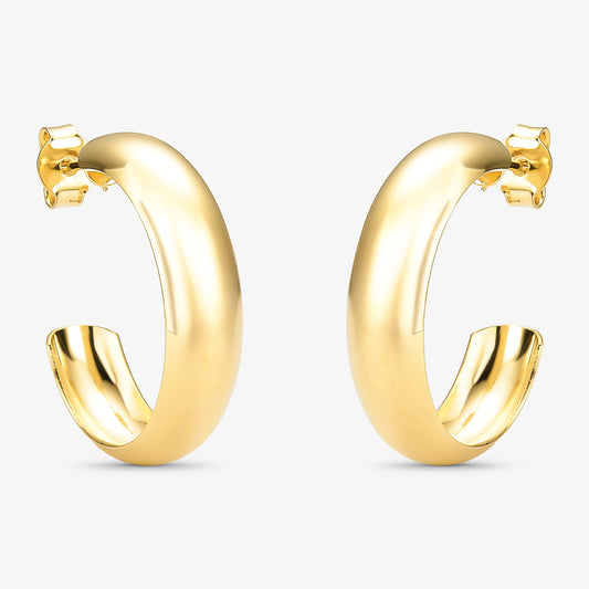 Brinco Argola Lisa Redondo com Tarraxa 22mm Folheado a Ouro 18k