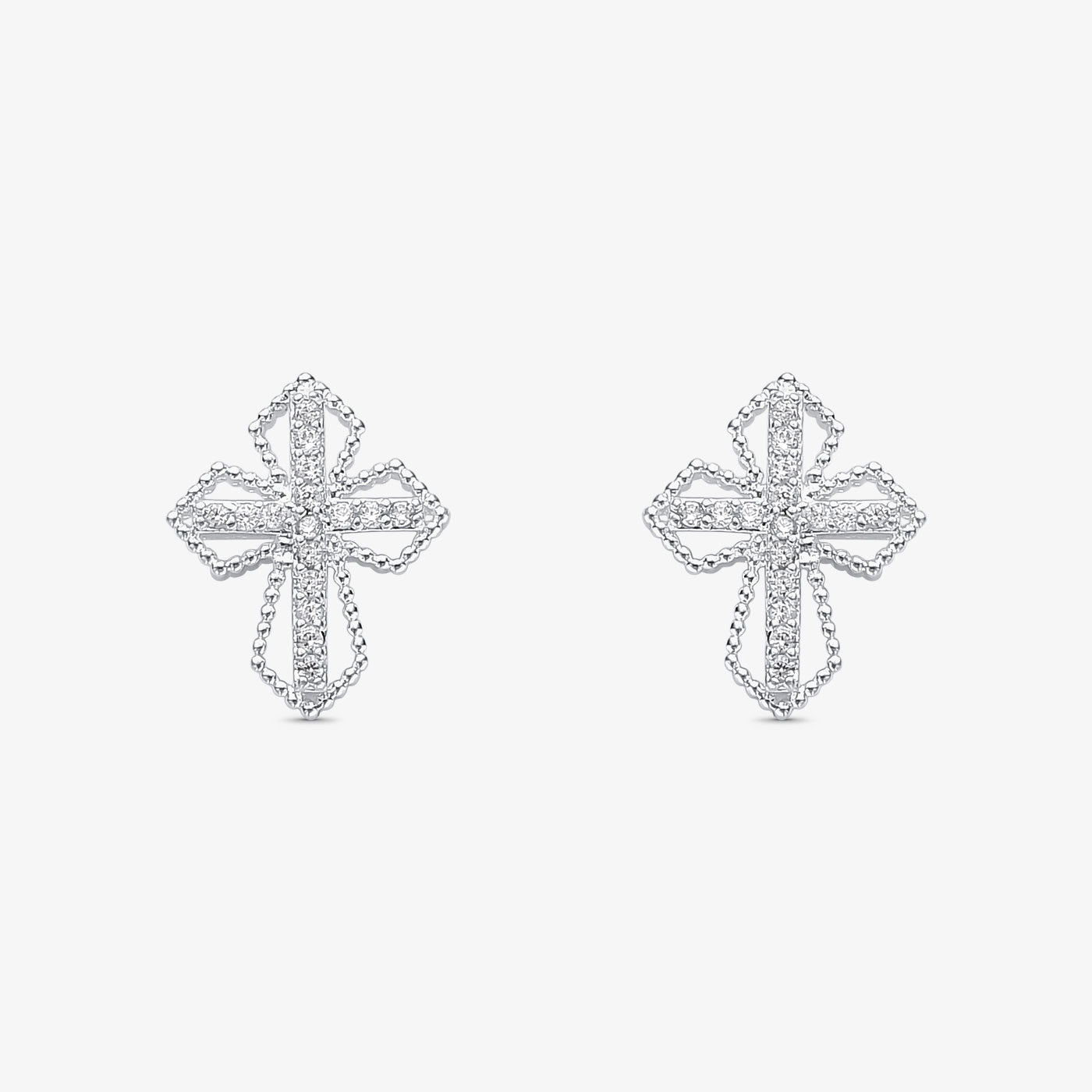 Brinco Cruz Cravejado 4 pontos Folheado a Prata