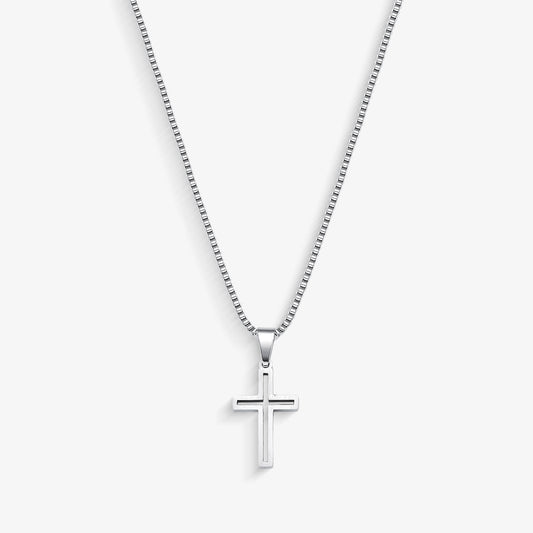Corrente de Aço Masculina Cruz Vazada 70cm