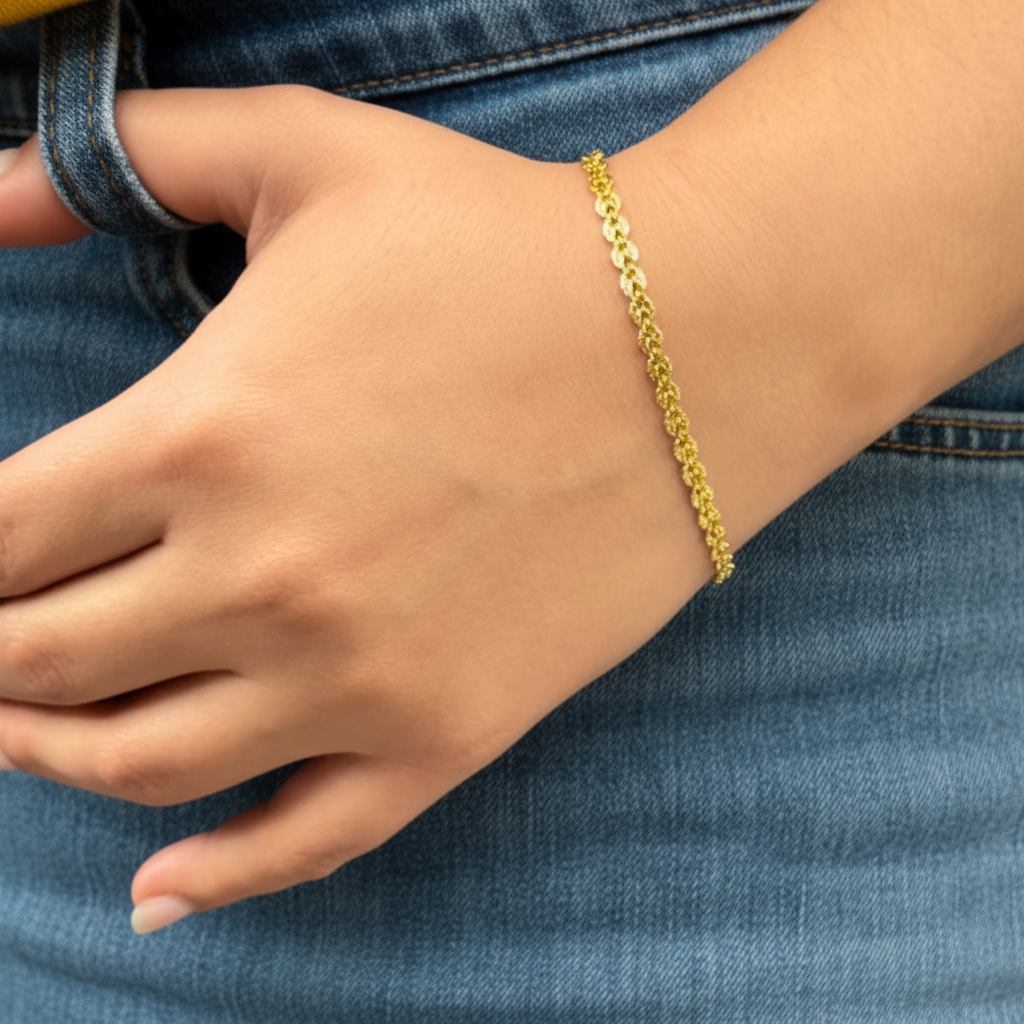 Pulseira Elo Português achatado Folheado a Ouro 18k